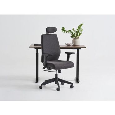 Lotuss - Adenau-työtuoli kangas antrasiitti/musta - Ergonominen säädettävä niskatuki synkroninen mekanismi