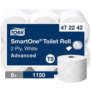 Tork SmartOne WC-paperirulla - 2 kerrosta 1150 arkkia 100 % kierrätetty valkoinen