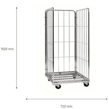 Italiana Contenitori - Rullakontti 3 irrotettavalla hyllyllä - 720x800x1520mm - 400 kg kantavuus - Kokoaminen