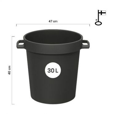 Orthex - Tynnyri kahvoilla 30 l tummanharmaa