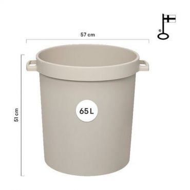 Orthex - Tynnyri kahvoilla 65 l hiekanharmaa