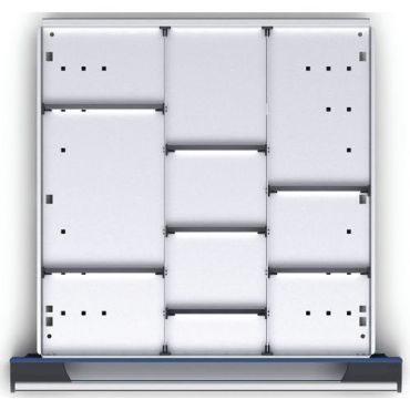 Bott - Laatikkolokero 10 lokerolla - 525x525x75 mm - Hopea