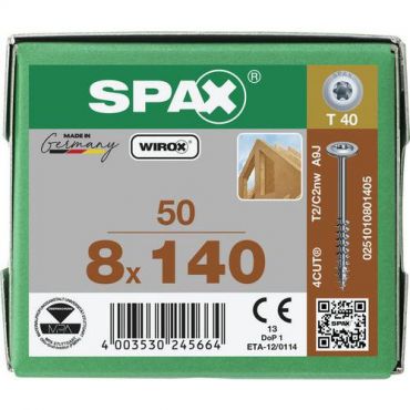 Spax - Ruuvi levypään osakierteellä t-star plus wirox 8x140