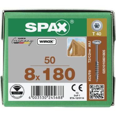 Spax - Ruuvi levypään osakierteellä t-star plus wirox 8x180