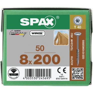 Spax - Ruuvi levypään osakierteellä t-star plus wirox 8x200