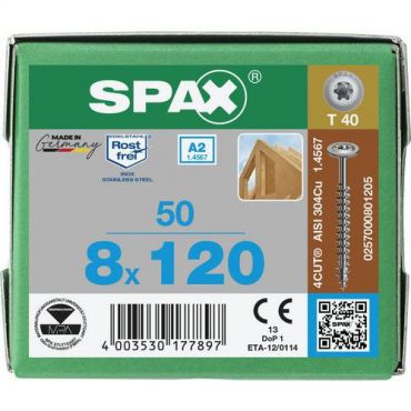 Spax - Ruuvi levypäällä täyskierre t-star plus 8x120