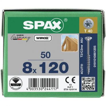 Spax - Ruuvi uppokantaisella osakierteellä t-star plus wirox 8x120