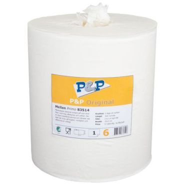 P&P - Paperipyyhe Keskisuuri Primo 6/p - 1 Kerros 320m Pituus 20cm Leveys - Ensikuitu Valkoinen