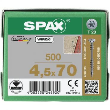 Spax - Remontin aikana asennettava ruuvi uppopäällä t-star plus 4,5x70