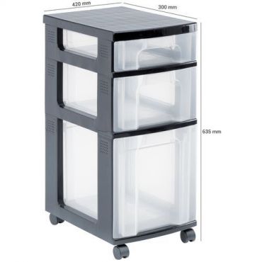 Really useful products - Lokerolaatikosto pyörillä 44 l läpinäkyvä