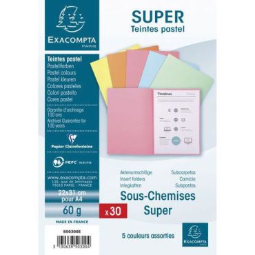 Exacompta - Paketissa 30 alikansiota super 60 22x31cm sekavärejä