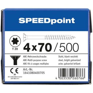 Speedpoint - Ruuvit TX 4x70mm - 500 kpl - Teräs - Torx - Puulle - Sisä- ja ulkokäyttöön