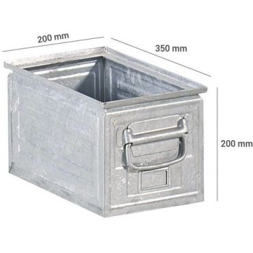 Laatikko metalli 14 L harmaa teräs - 200x200x350 mm - 3 vuoden takuu