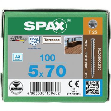Spax - Terassiruuvi t-star plus ruostumaton ø 5x70