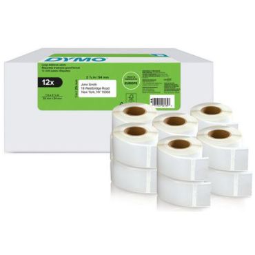 Dymo - Palautustarrat LabelWriter - 12 rullaa - 54x25mm - Valkoinen - Paperi - Ekologinen