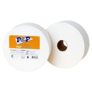 P&P - WC-paperi Gigant Keskikoko - 2-kerroksinen 6x380 m valkoinen ensikuitu