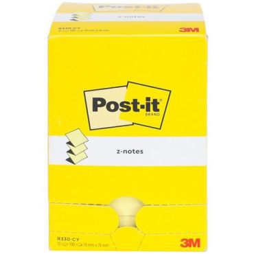 Post-it Z-Notes muistilaput 76x76mm 12 kpl keltainen - 100 arkkia/vihko