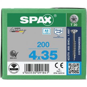 Spax - Ruuvi universaali tx-teräs a2 osakierre 4x35