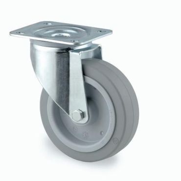 Tente - Teollisuuspyörä elastista kumia Ø160mm nivelkiinnikelevy 300kg kantavuus