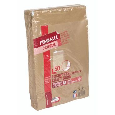 Gpv - 50 kpl voimapaperikirjekuorta joissa 3 cm:n taite 24 120 g 260x330 mm