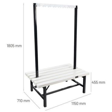 Manutan expert - Kaksipuolinen penkki jossa 2 x 8 koukkua 1150 mm valkoinen pvc