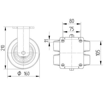 Tente - Kiinteä alumiinivanne pyörän halkaisija 160 mm