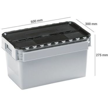 Curtec - Muovilaatikko taitekannella 25 L - Harmaa/Musta - Kestävä säilytys ja kuljetus