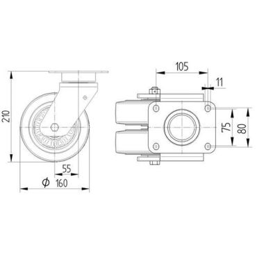 Tente - Alumiininen vauhtipyörä pyörän halkaisija 160 mm