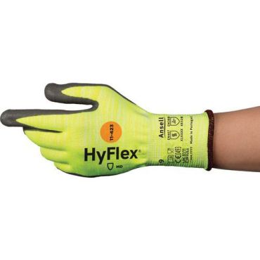 Ansell - HyFlex 11-423 viiltosuojakäsineet - Koko 10 - Polyuretaani Polyeteeni - Harmaa/keltainen