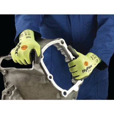 Ansell - HyFlex 11-423 viiltosuojakäsineet - Koko 10 - Polyuretaani Polyeteeni - Harmaa/keltainen