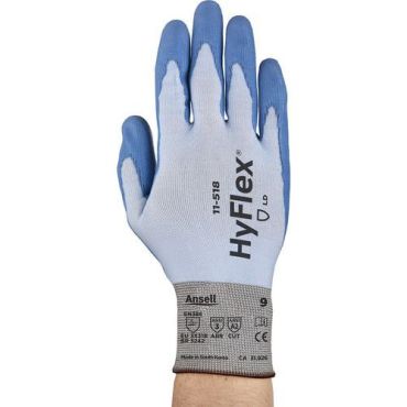 Ansell - HyFlex 11-518 viillonkestävät käsineet - Koko 9 sininen - Mekaaninen suojaus polyuretaanipinnoite