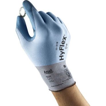 Ansell - HyFlex 11-518 viillonkestävät käsineet - Koko 9 sininen - Mekaaninen suojaus polyuretaanipinnoite
