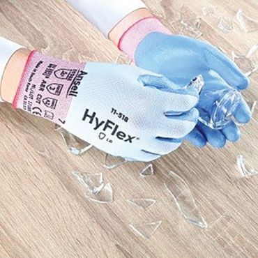 Ansell - HyFlex 11-518 viillonkestävät käsineet - Koko 9 sininen - Mekaaninen suojaus polyuretaanipinnoite