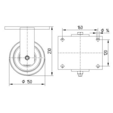 Tente - Kiinteä polyamidipyörä pyörän halkaisija 150 mm