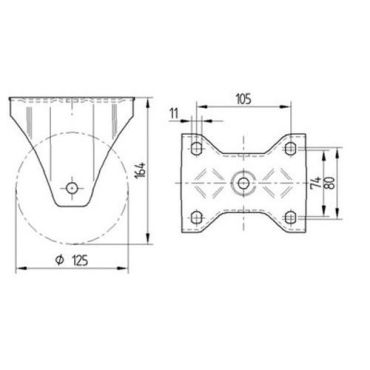 Tente - Kiinteä polyamidipyörä pyörän halkaisija 125 mm