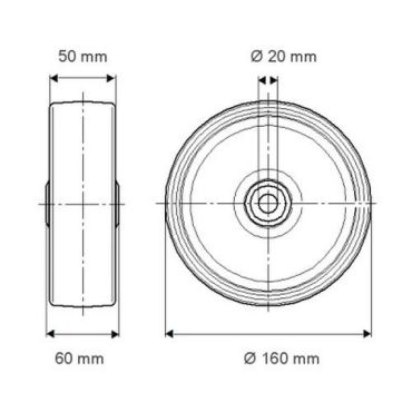 Tente - Polyamidipyörät pyörän halkaisija 160 mm