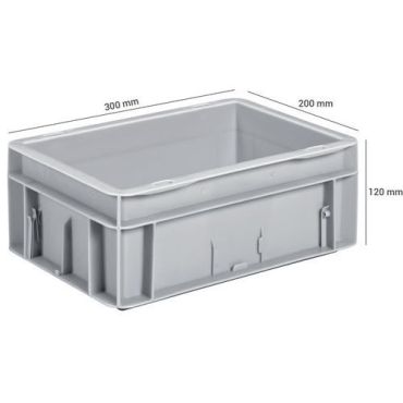 UTZ - Muovilaatikko EU perus 4,6 L harmaa - 300 x 200 mm - Pinottava kestävä kierrätettävä