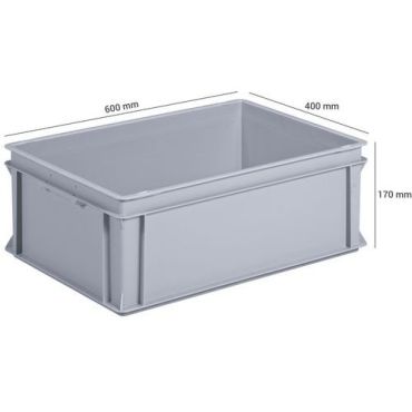UTZ - Muovilaatikko 30 L - Harmaa 600 x 400 mm - Pinottava Kestävä Kierrätettävä