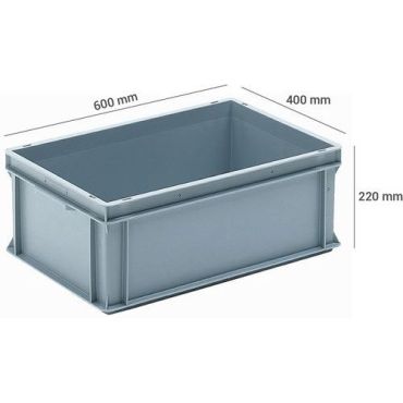 Utz - Muovilaatikko eu perus 43 l harmaa 600 x 400 mm