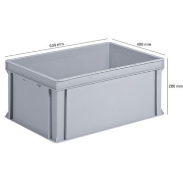 UTZ - Muovilaatikko EU perus 53 L harmaa - 600 x 400 mm - Pinottava kestävä kierrätettävä