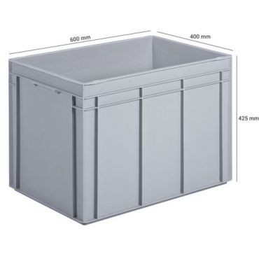 UTZ - Muovilaatikko EU perus 84L - Harmaa 600x400x425mm - Pinottava 300kg - Kierrätettävä