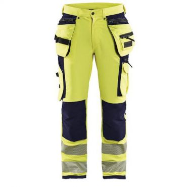 Blaklader - Highvis riipputaskuhousut 4-way stretch huomio keltainen/mariininsininen c54