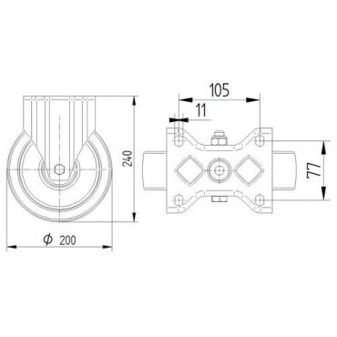 Tente - Kiinteä polyamidipyörä pyörän halkaisija 200 mm