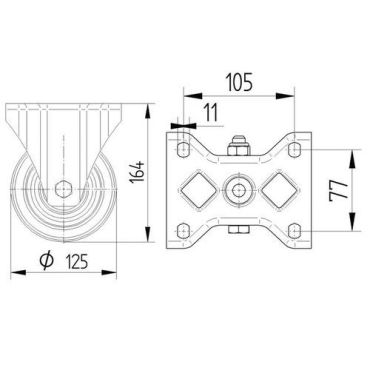 Tente - Kiinteä polyamidipyörä pyörän halkaisija 125 mm