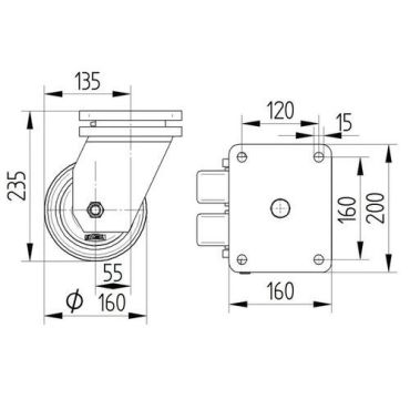 Tente - Vauhtipyörä polyamidia pyörän halkaisija 160 mm