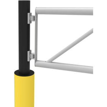 D-Flexx - Juliet päätypylväs portti Ø 110 x 1200 mm - Joustava modulaarinen este - Sisä- ja ulkokäyttöön - Ruuvattava kiinnitys - Musta/keltainen