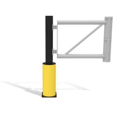 D-Flexx - Juliet päätypylväs portti Ø 110 x 1200 mm - Joustava modulaarinen este - Sisä- ja ulkokäyttöön - Ruuvattava kiinnitys - Musta/keltainen