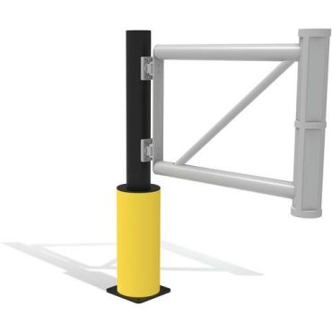 D-Flexx - Juliet päätypylväs portti Ø 110 x 1200 mm - Joustava modulaarinen este - Sisä- ja ulkokäyttöön - Ruuvattava kiinnitys - Musta/keltainen