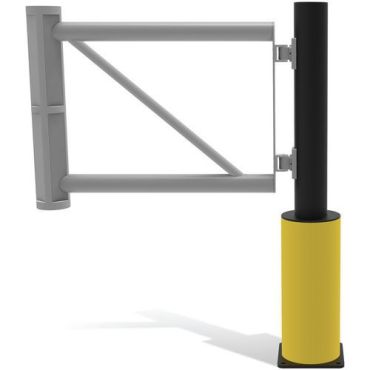 D-Flexx - Juliet päätypylväs portti Ø 110 x 1200 mm - Joustava modulaarinen este - Sisä- ja ulkokäyttöön - Ruuvattava kiinnitys - Musta/keltainen