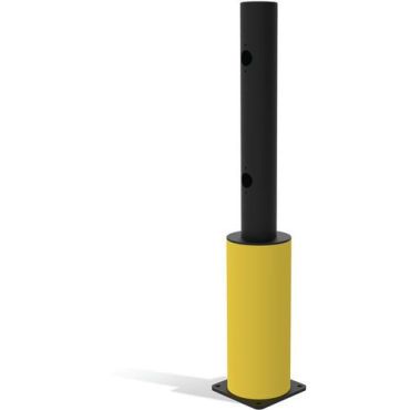 D-Flexx - Juliet päätypylväs portti Ø 110 x 1200 mm - Joustava modulaarinen este - Sisä- ja ulkokäyttöön - Ruuvattava kiinnitys - Musta/keltainen
